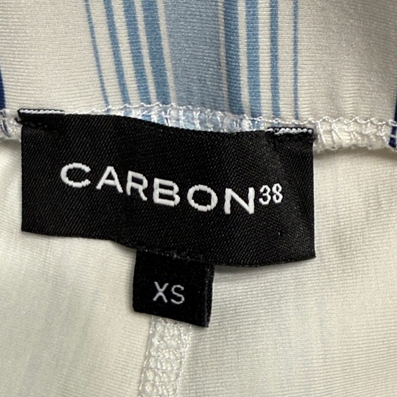 Carbon38 Corset ruffle Light Blue striped Cropped Pants SZ XS EUC workout cute - Picture 6 of 8